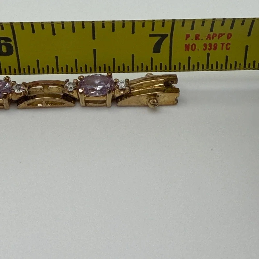 Gold Plated Sterling Silver Lavender Cubic‎ Zirconia Tennis Bracelet